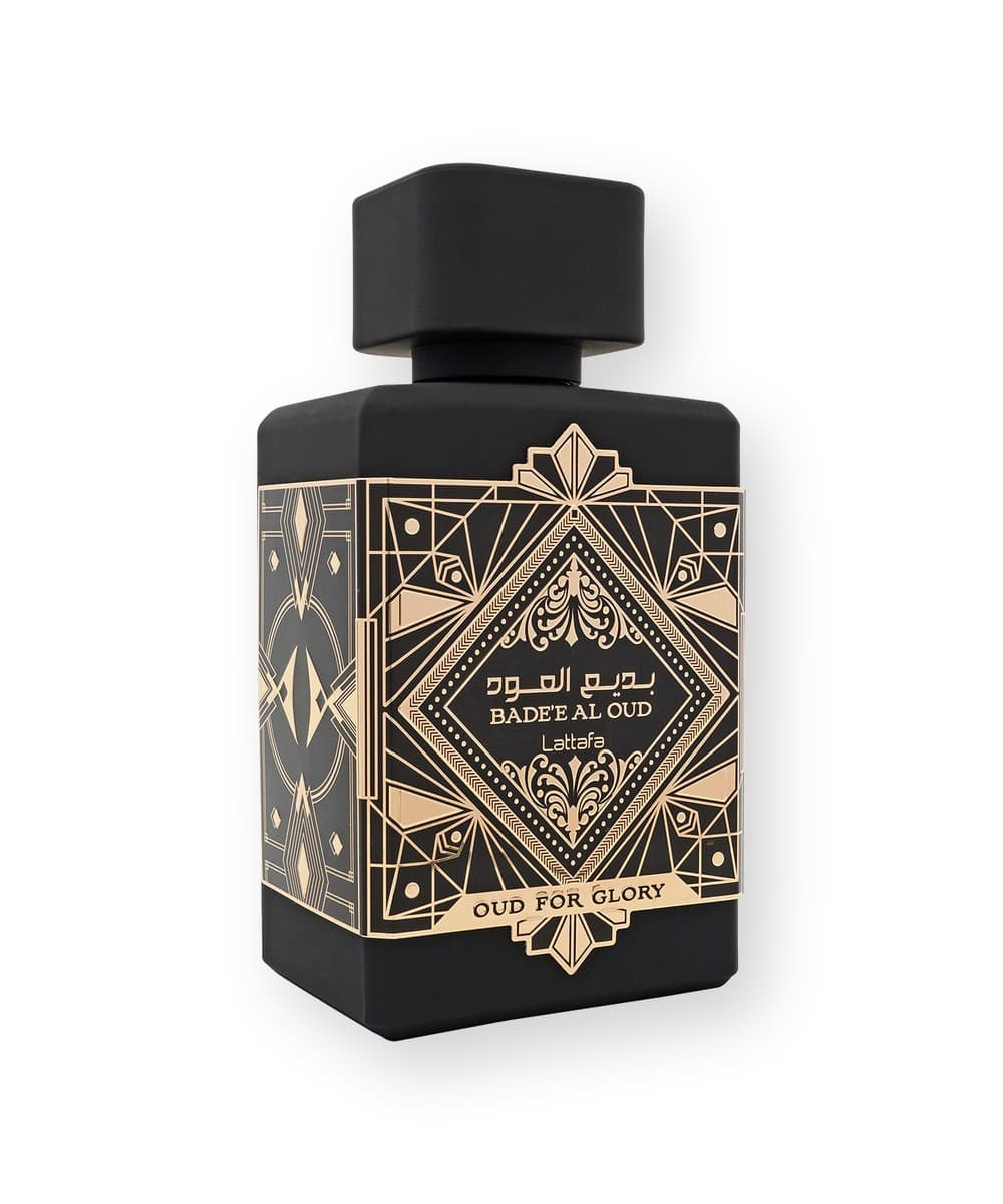 Lattafa Bade'e Al Oud Oud for Glory fragrance bottle, front view